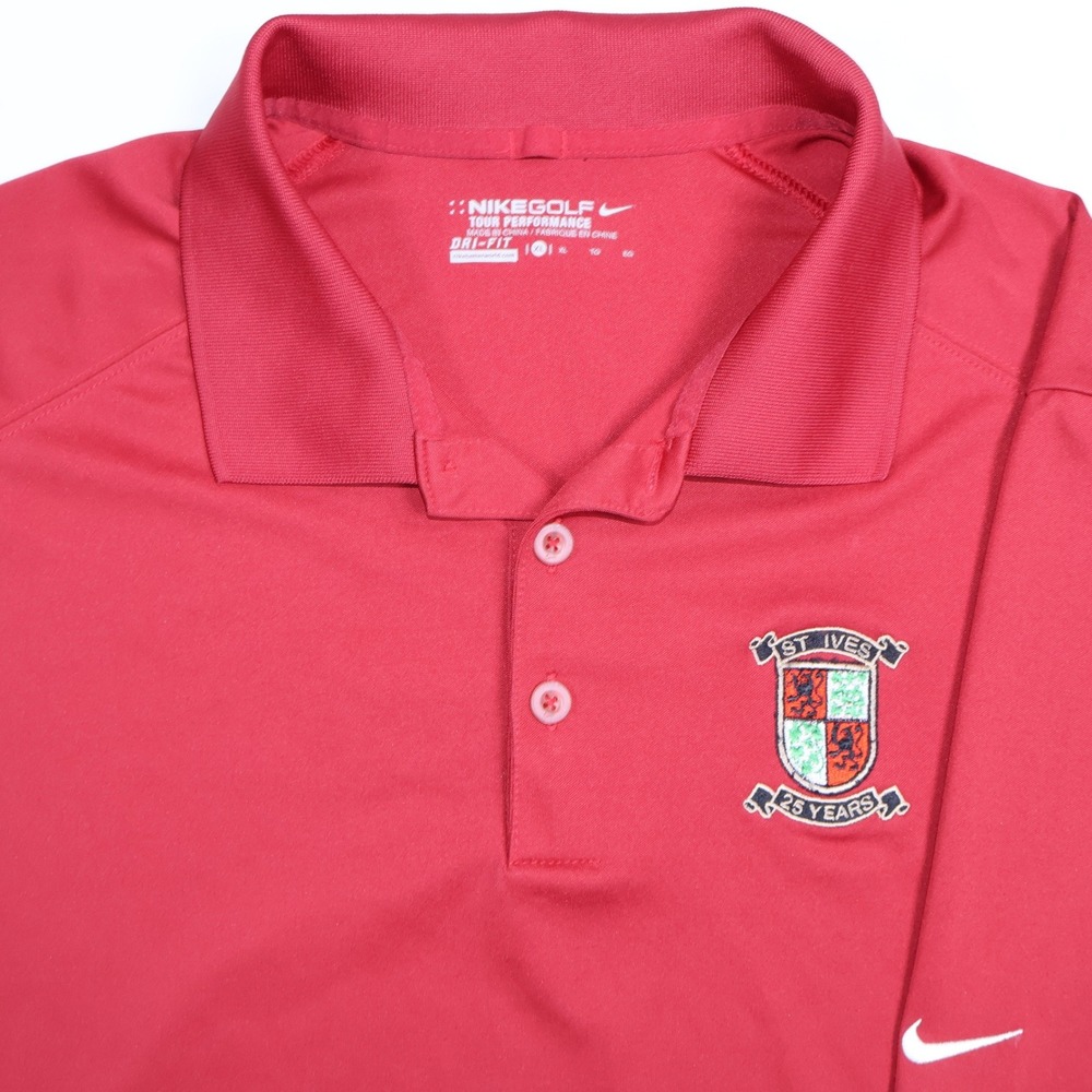 Nike Golf St Ives Country Club Polo Shirt Mens XL Red Dri-FIT‎